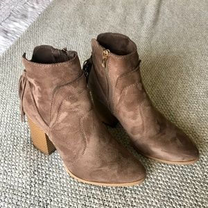 brown suede booties